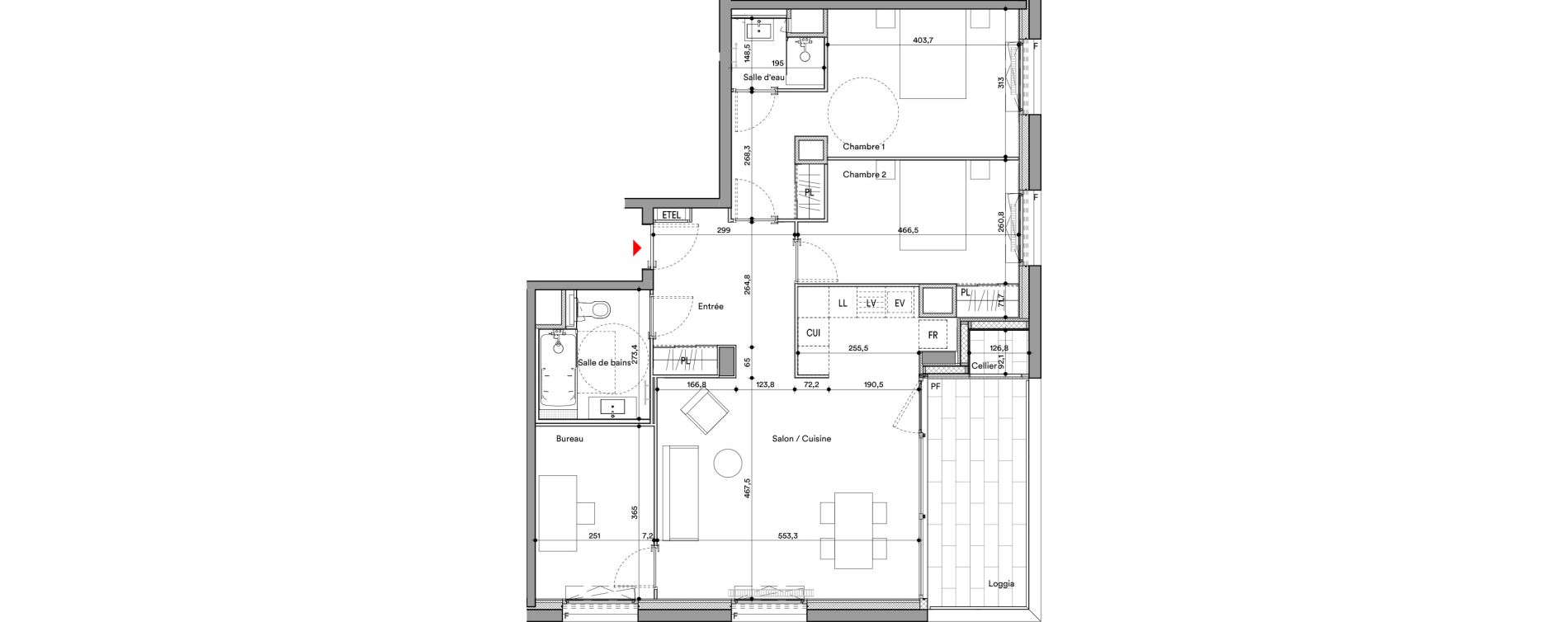 Appartement T4 de 88,50 m2 &agrave; Lyon La confluence (2eme)