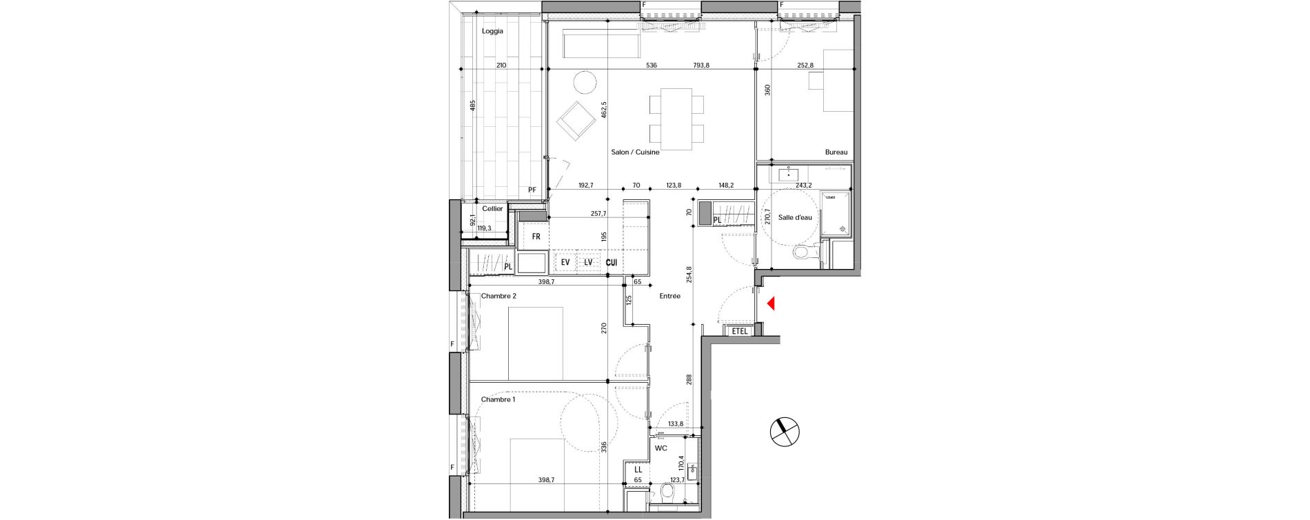 Appartement T4 de 88,40 m2 &agrave; Lyon La confluence (2eme)