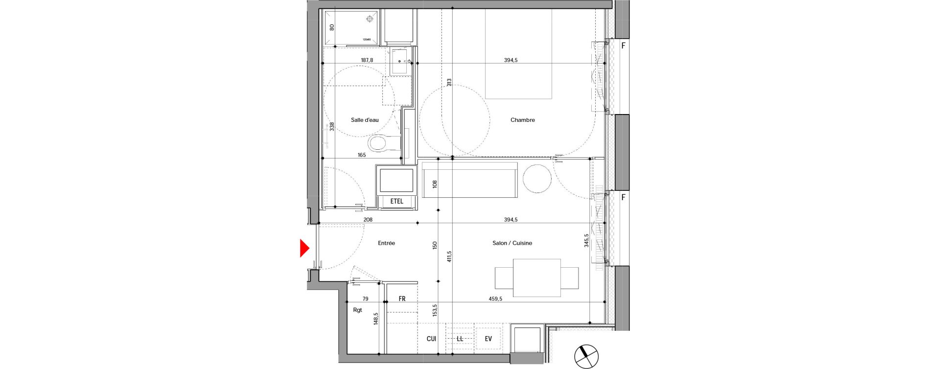 Appartement T2 de 38,90 m2 &agrave; Lyon La confluence (2eme)
