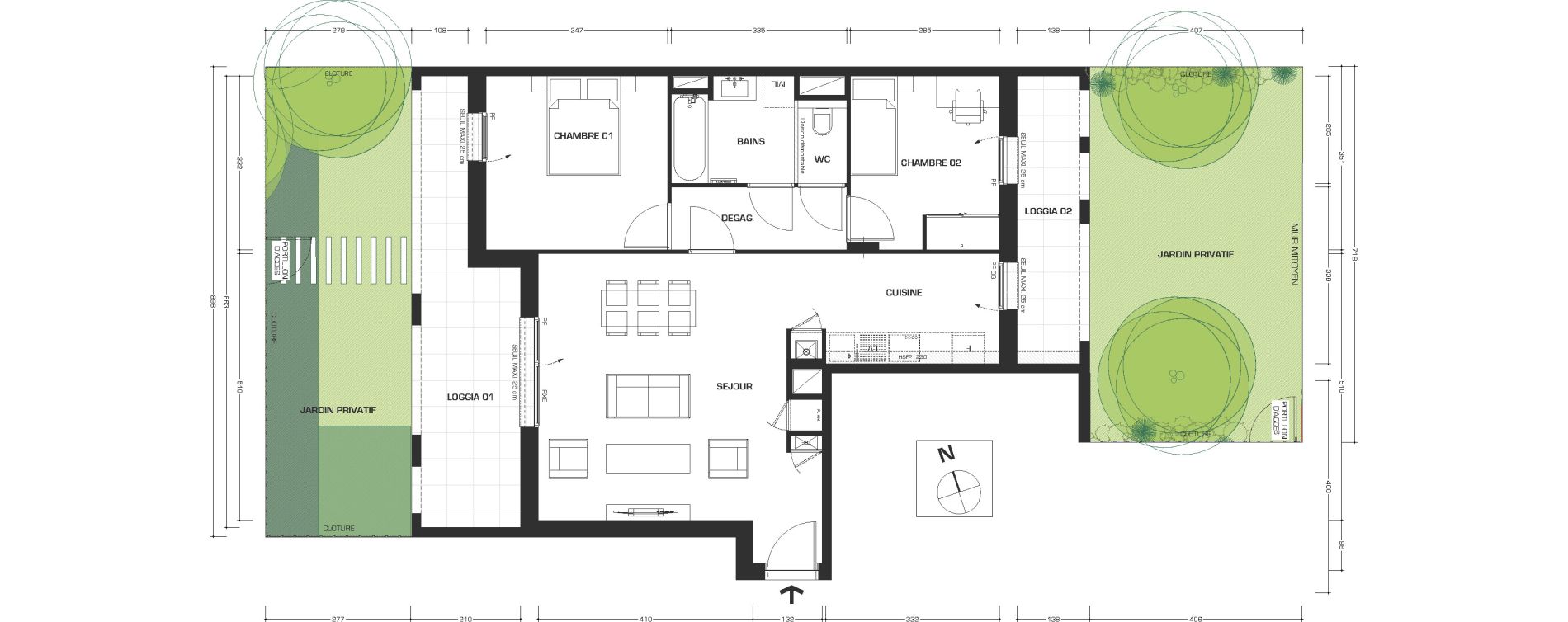 Appartement T3 de 65,87 m2 &agrave; Lyon Feuillat (3eme)