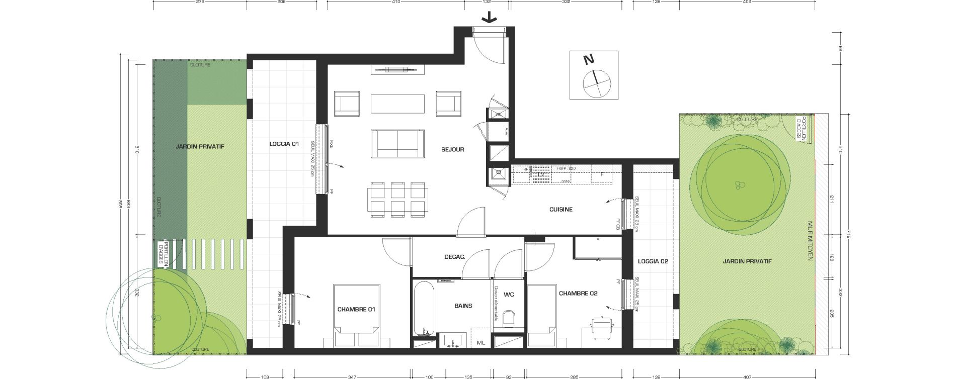 Appartement T3 de 65,87 m2 &agrave; Lyon Feuillat (3eme)