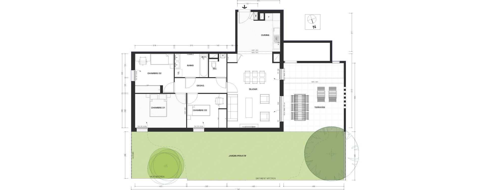 Appartement T4 de 80,80 m2 &agrave; Lyon Feuillat (3eme)