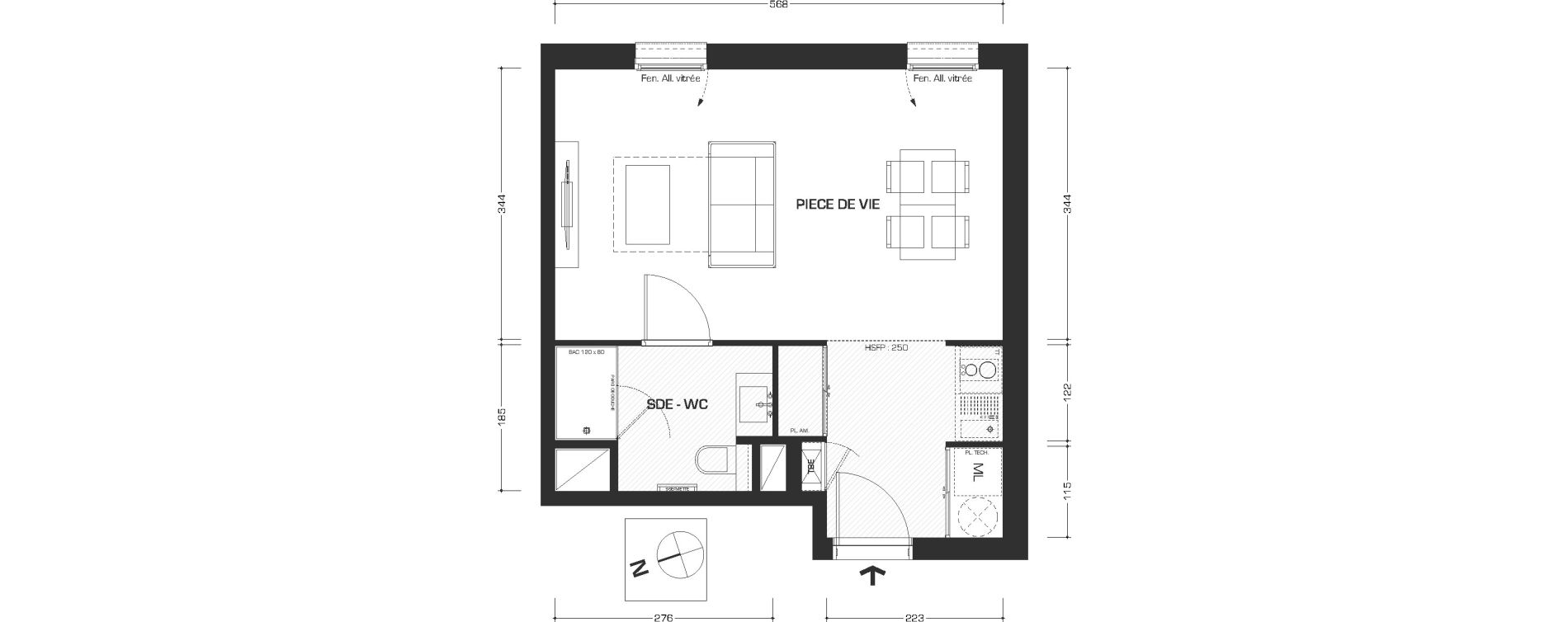 Appartement T1 de 30,28 m2 &agrave; Lyon Feuillat (3eme)