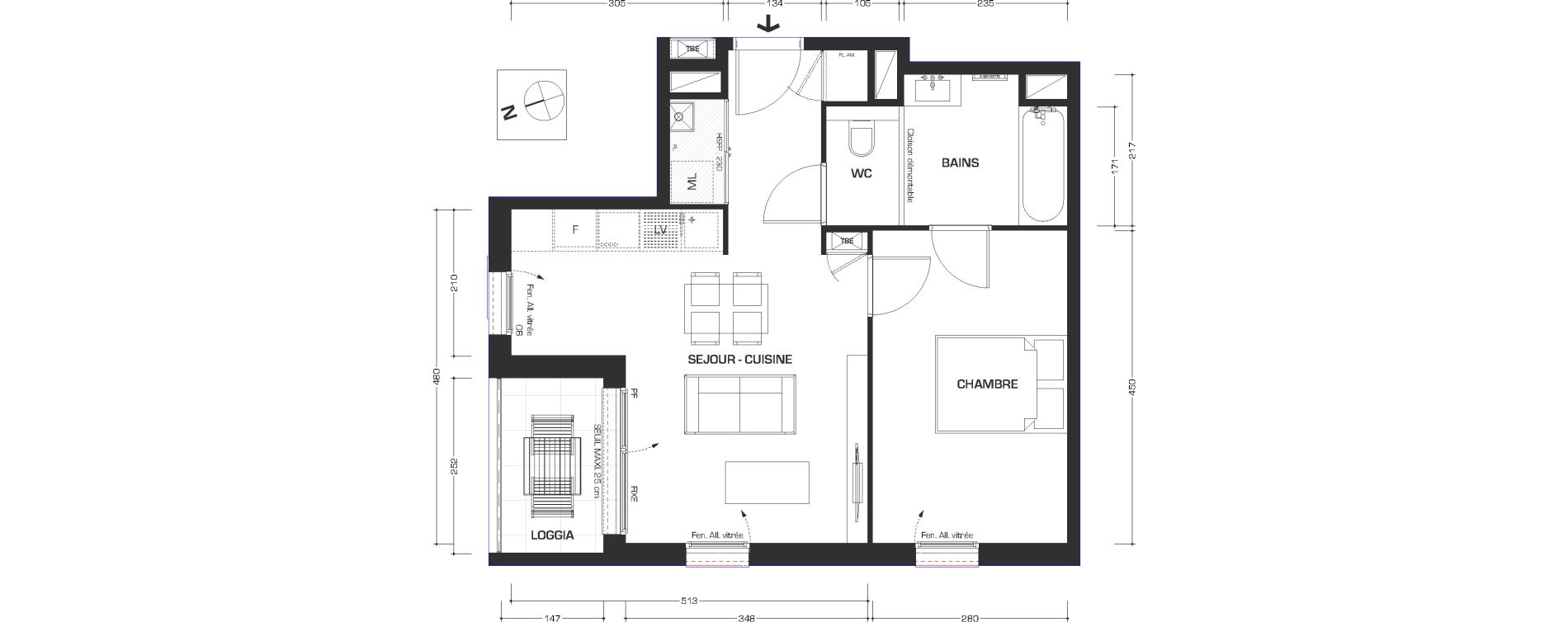Appartement T2 de 43,70 m2 &agrave; Lyon Feuillat (3eme)