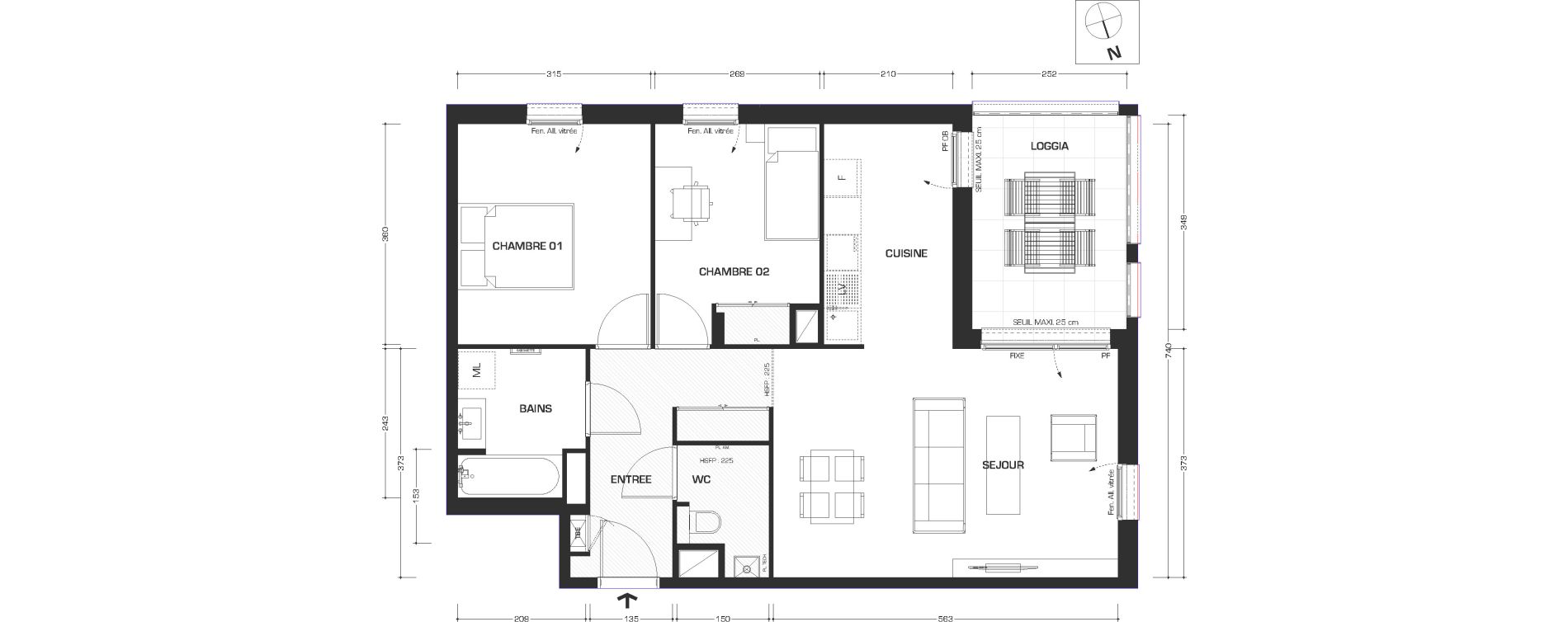 Appartement T3 de 64,43 m2 &agrave; Lyon Feuillat (3eme)