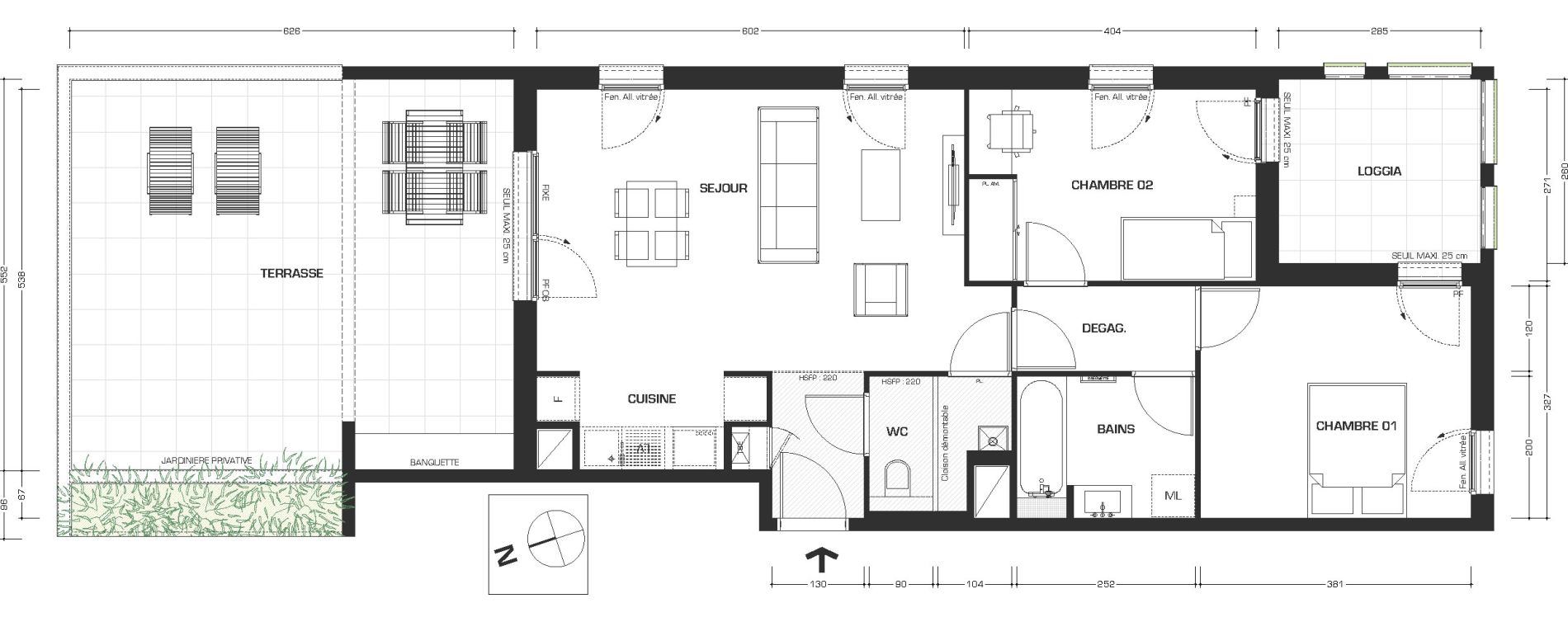 Appartement T3 de 65,78 m2 &agrave; Lyon Feuillat (3eme)