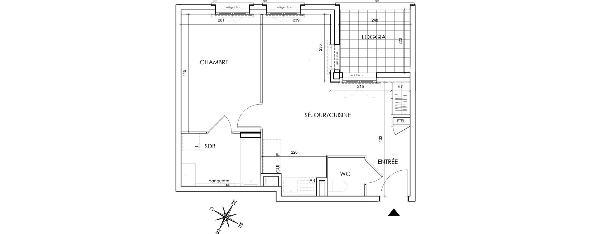 Appartement T2 de 42,22 m2 &agrave; Lyon Grand trou (8eme)