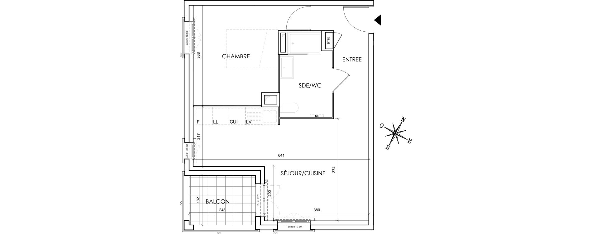 Appartement T2 de 43,86 m2 &agrave; Lyon Grand trou (8eme)