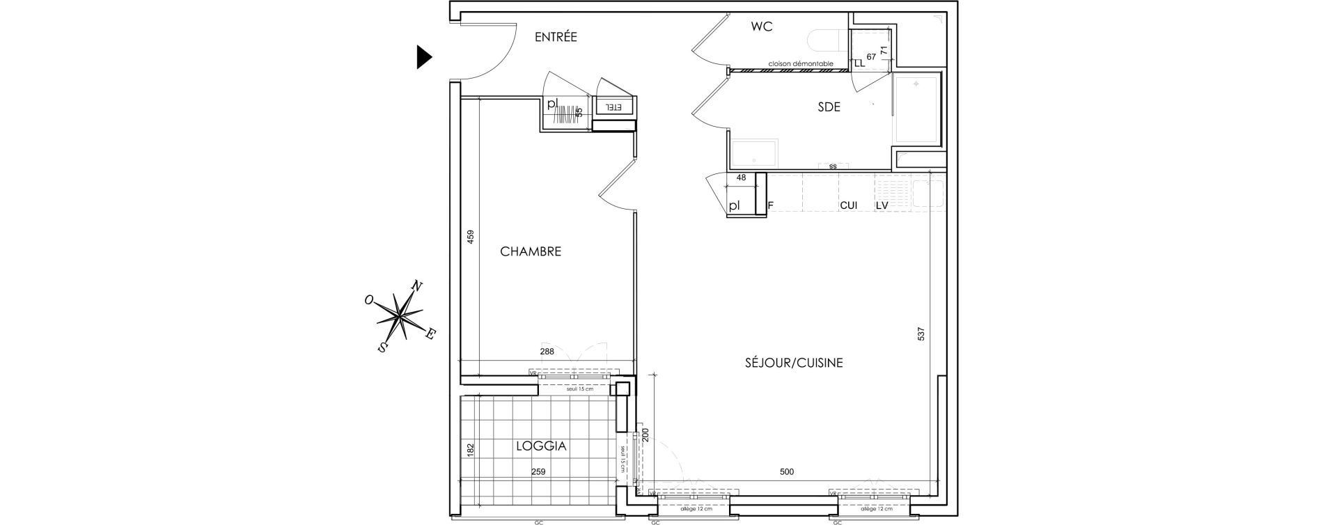 Appartement T2 de 55,87 m2 &agrave; Lyon Grand trou (8eme)