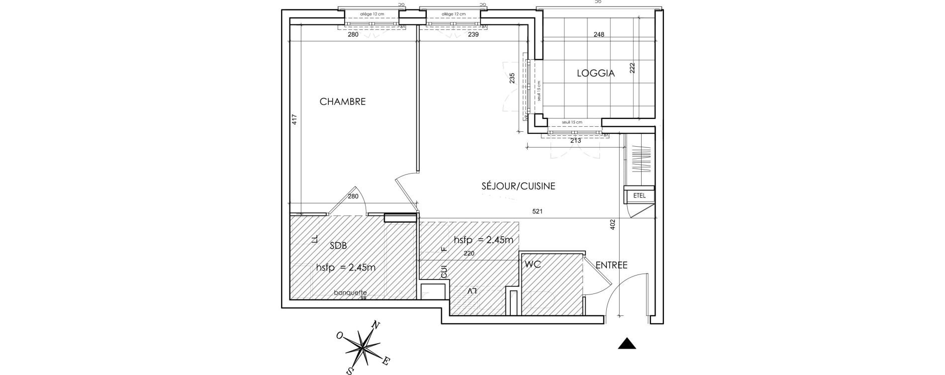 Appartement T2 de 42,07 m2 &agrave; Lyon Grand trou (8eme)