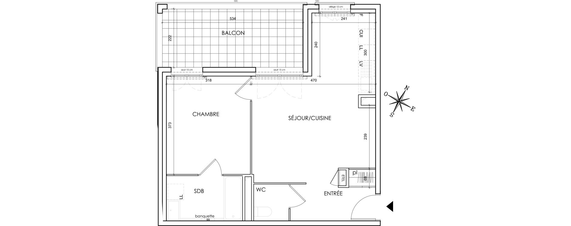 Appartement T2 de 47,49 m2 &agrave; Lyon Grand trou (8eme)