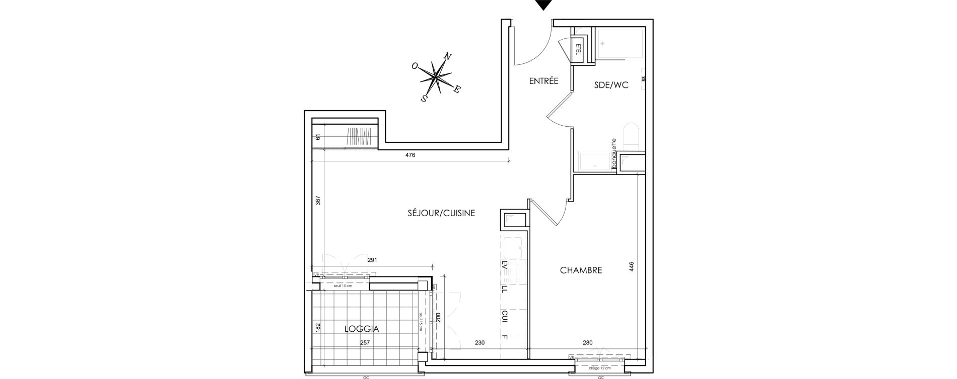 Appartement T2 de 44,02 m2 &agrave; Lyon Grand trou (8eme)