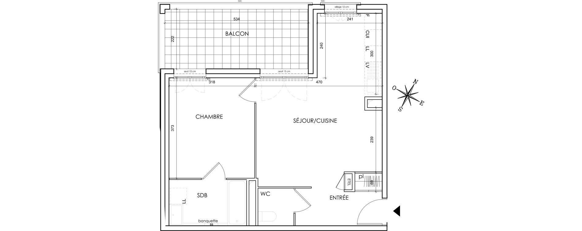 Appartement T2 de 47,49 m2 &agrave; Lyon Grand trou (8eme)