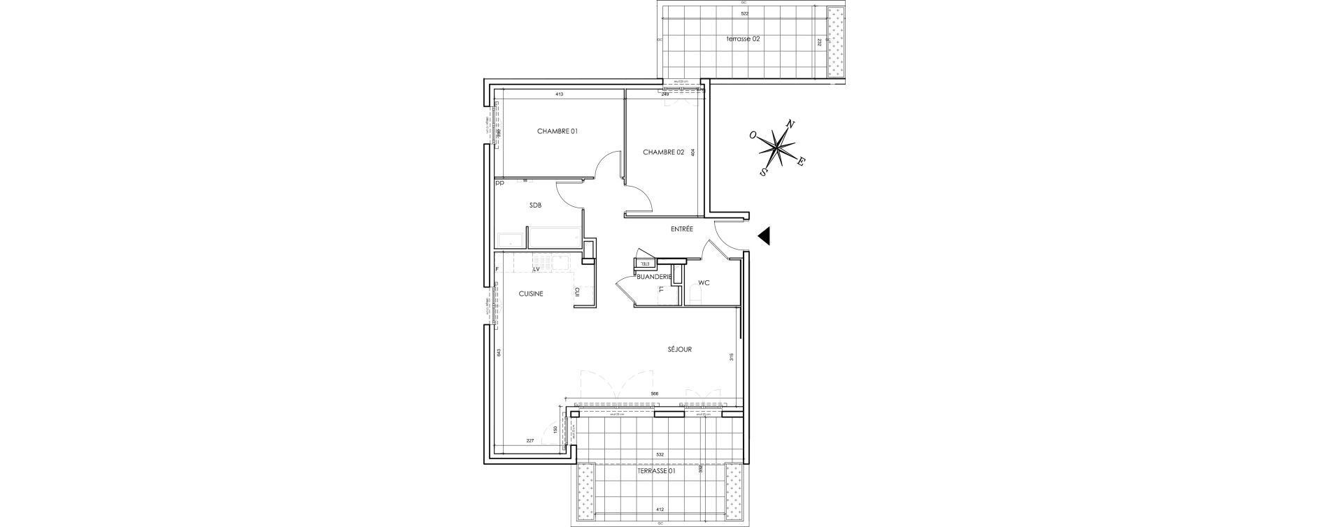 Appartement T3 de 75,34 m2 &agrave; Lyon Grand trou (8eme)