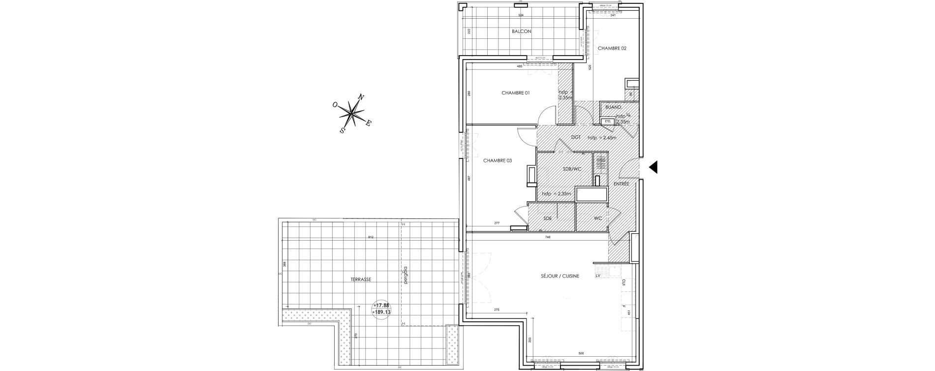 Appartement T4 de 102,75 m2 &agrave; Lyon Grand trou (8eme)