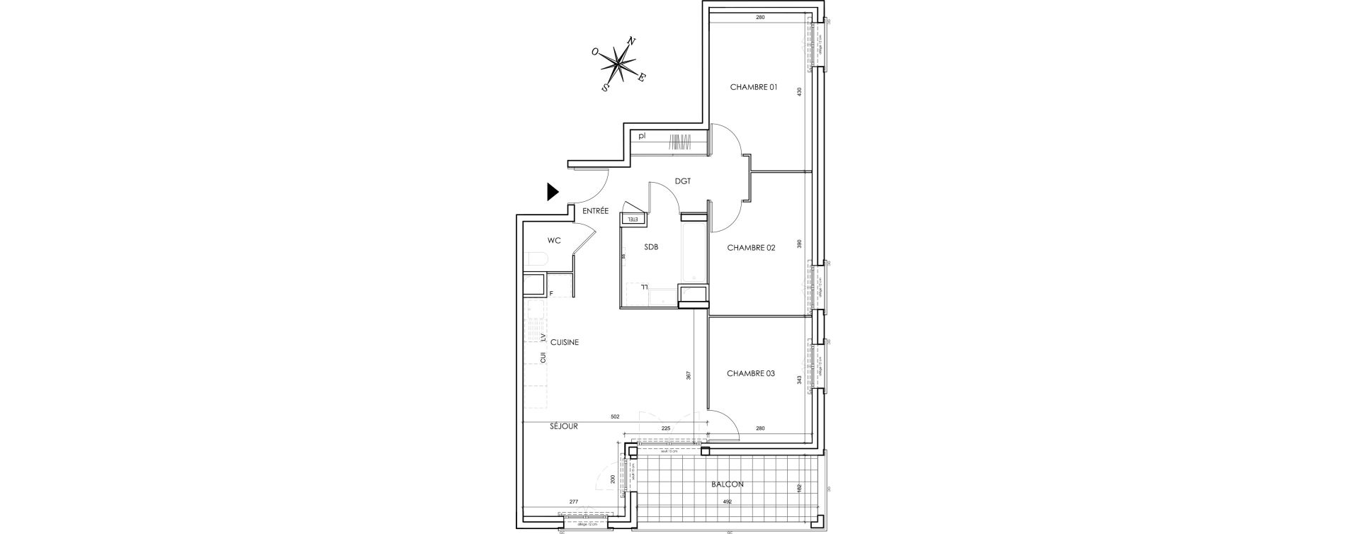 Appartement T4 de 74,05 m2 &agrave; Lyon Grand trou (8eme)