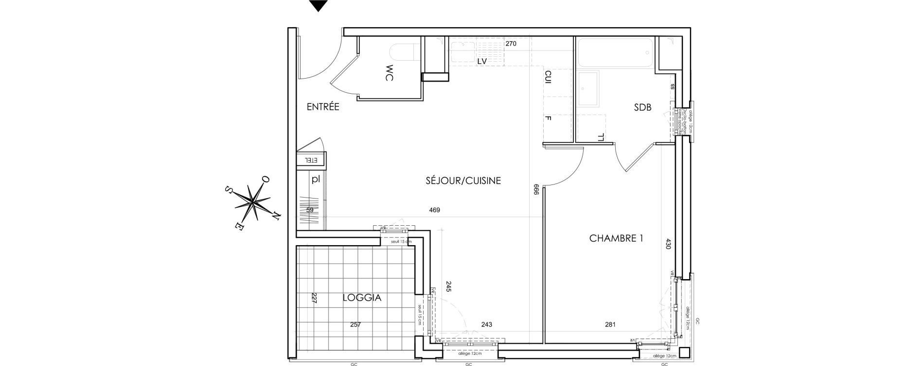 Appartement T2 de 45,65 m2 &agrave; Lyon Grand trou (8eme)