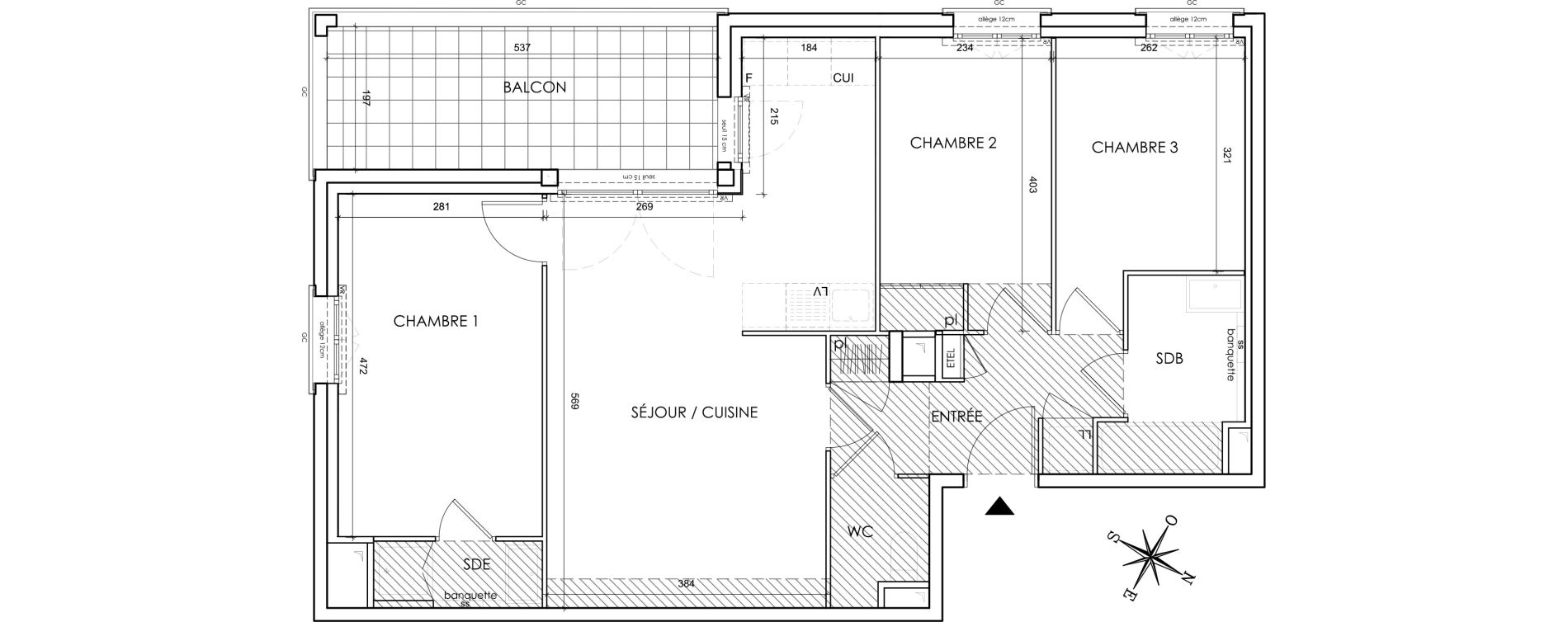 Appartement T4 de 74,16 m2 &agrave; Lyon Grand trou (8eme)