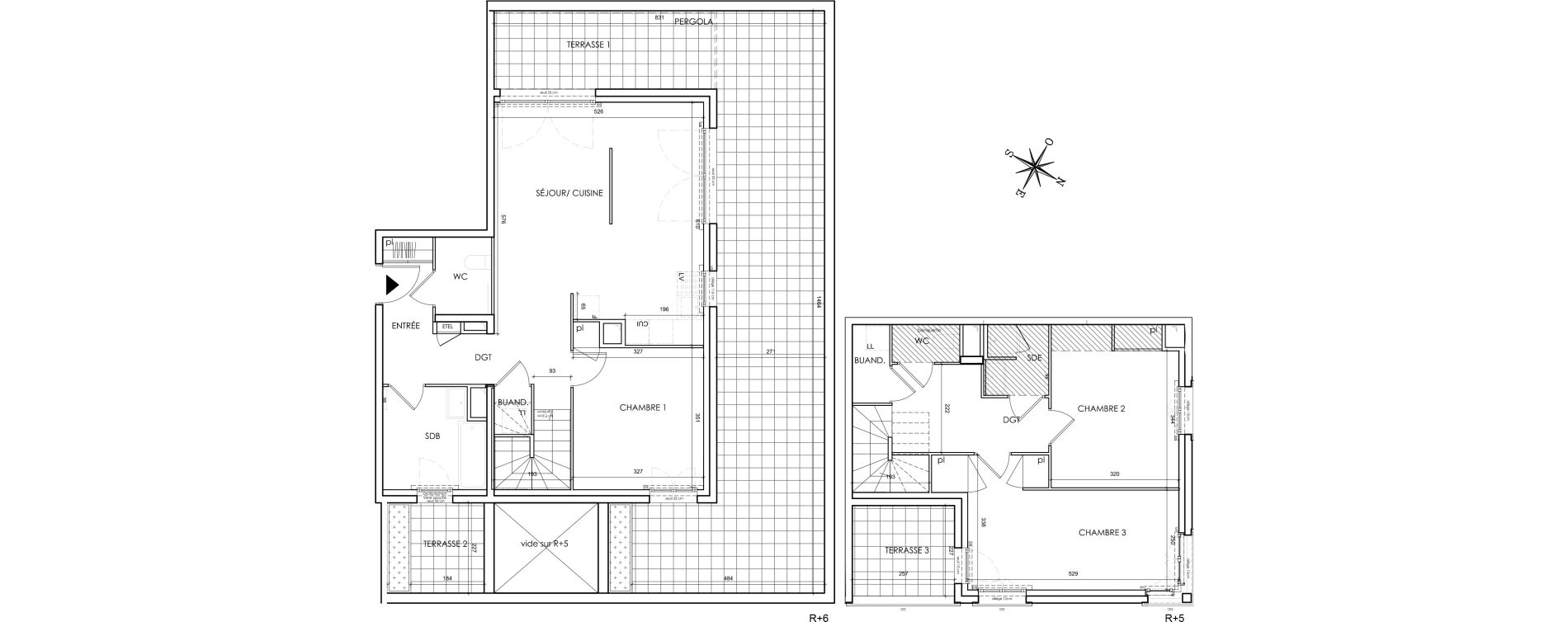 Duplex T4 de 104,72 m2 &agrave; Lyon Grand trou (8eme)