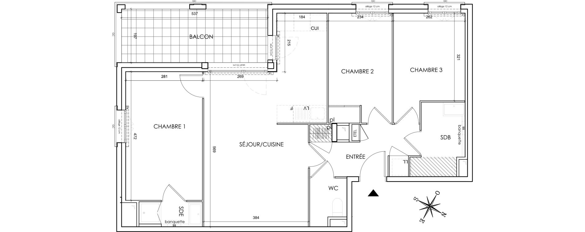 Appartement T4 de 74,47 m2 &agrave; Lyon Grand trou (8eme)