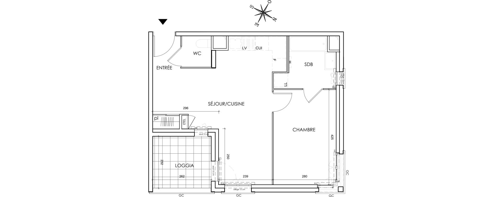 Appartement T2 de 45,29 m2 &agrave; Lyon Grand trou (8eme)
