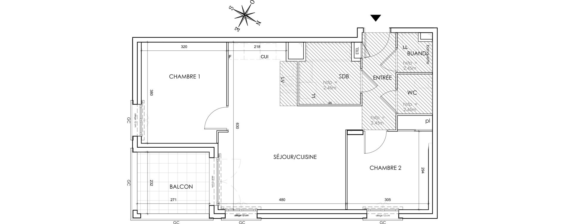Appartement T3 de 60,00 m2 &agrave; Lyon Grand trou (8eme)