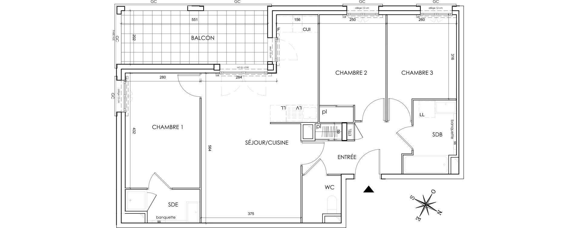 Appartement T4 de 74,06 m2 &agrave; Lyon Grand trou (8eme)