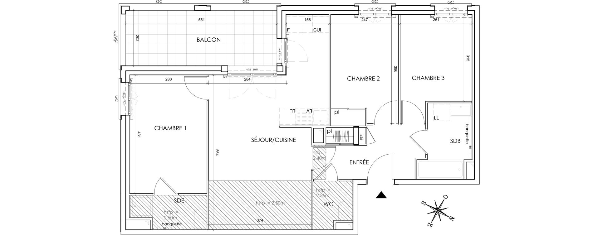Appartement T4 de 73,75 m2 &agrave; Lyon Grand trou (8eme)