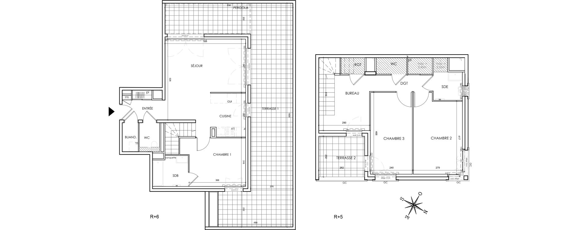 Duplex T4 de 98,81 m2 &agrave; Lyon Grand trou (8eme)