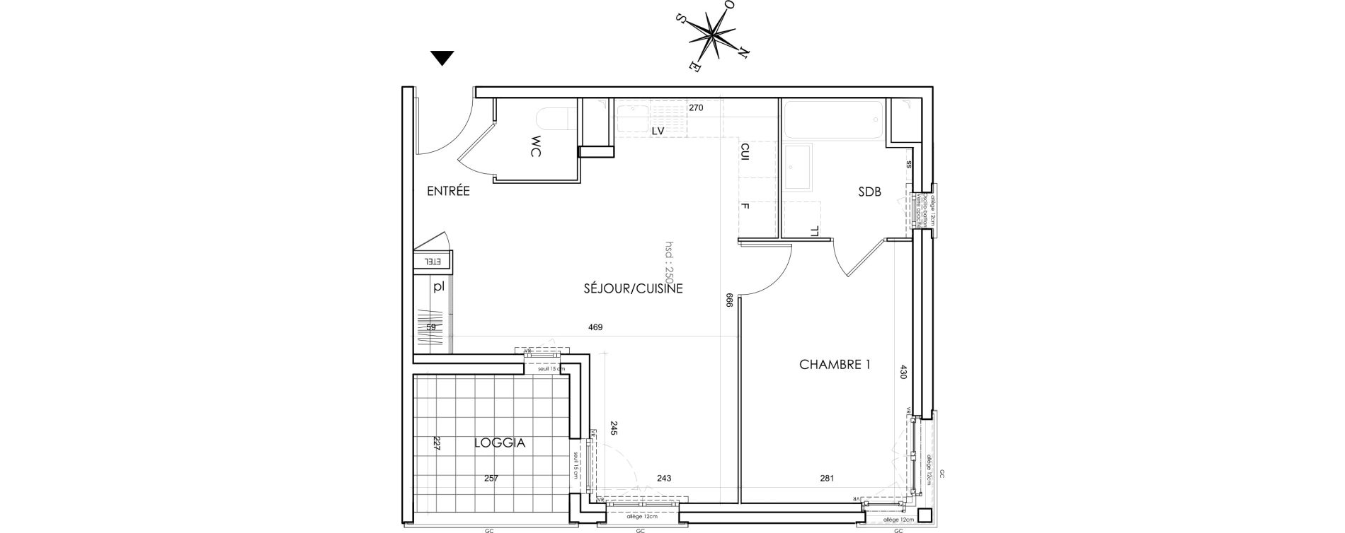 Appartement T2 de 45,65 m2 &agrave; Lyon Grand trou (8eme)