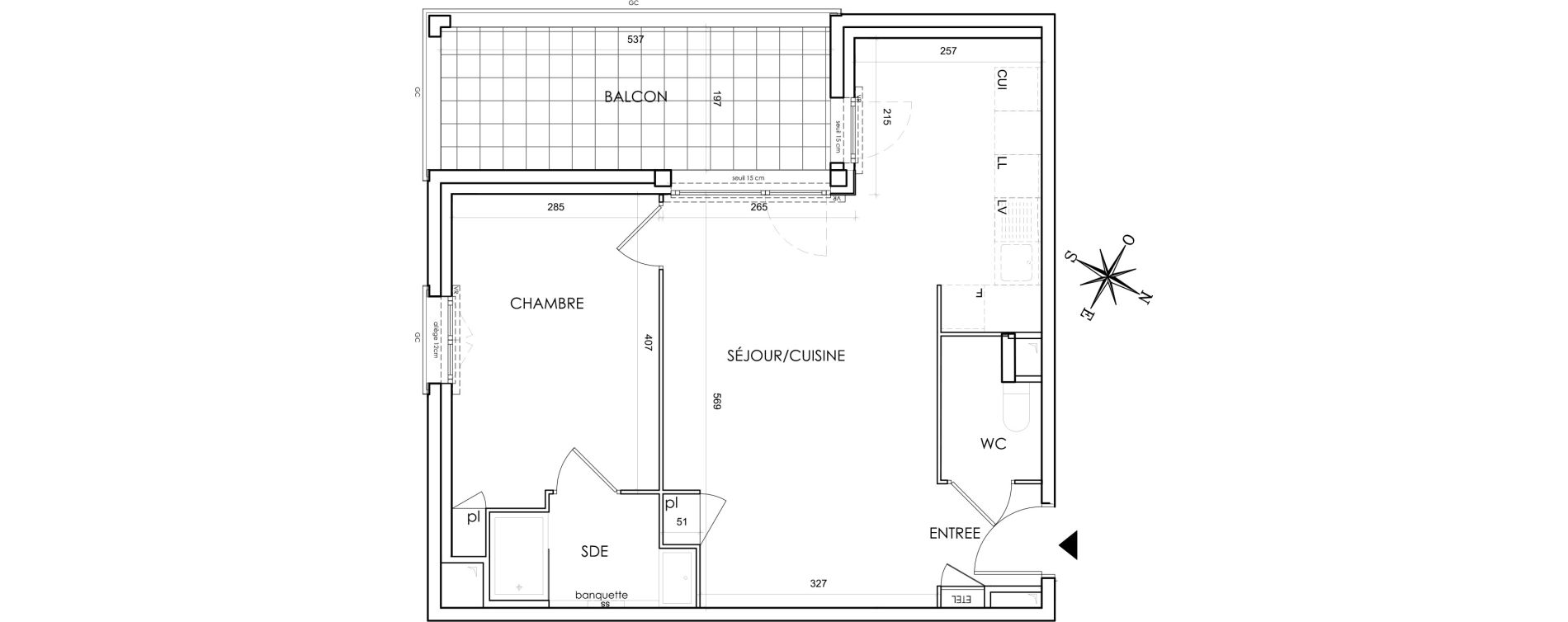 Appartement T2 de 49,73 m2 &agrave; Lyon Grand trou (8eme)