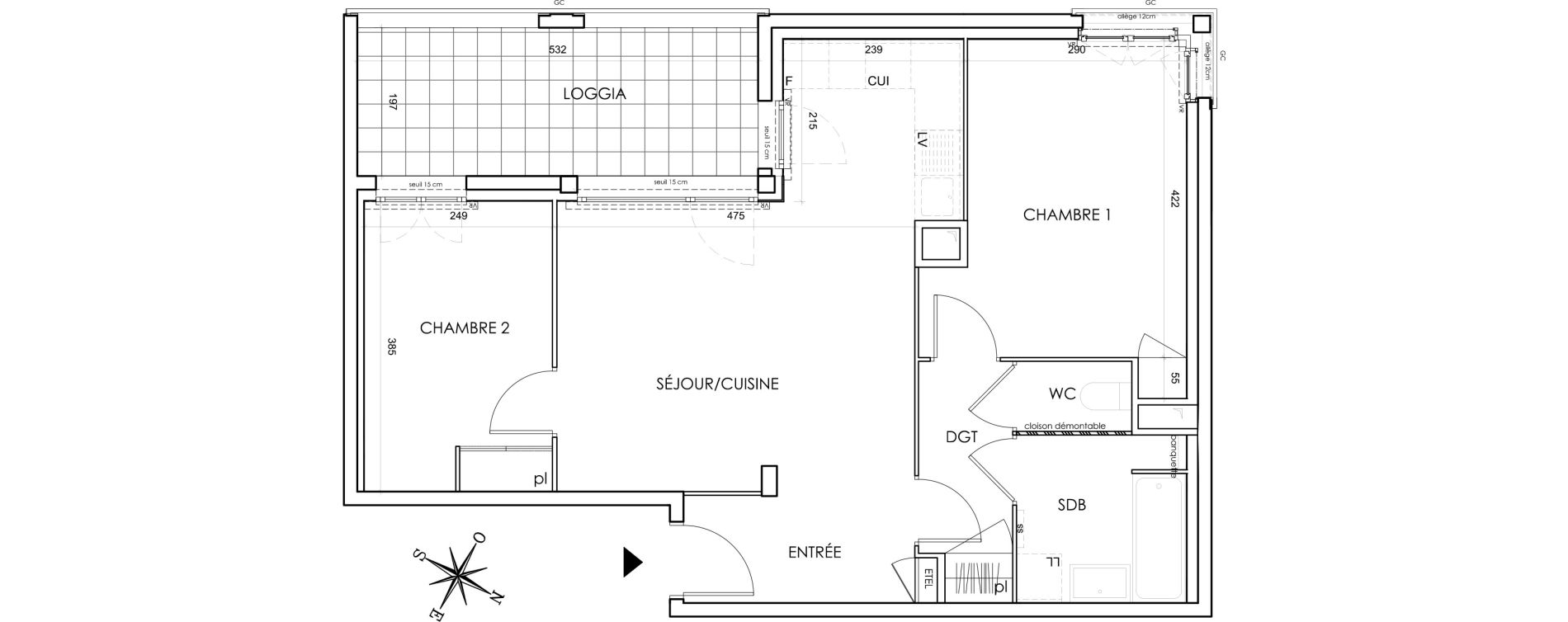 Appartement T3 de 61,06 m2 &agrave; Lyon Grand trou (8eme)