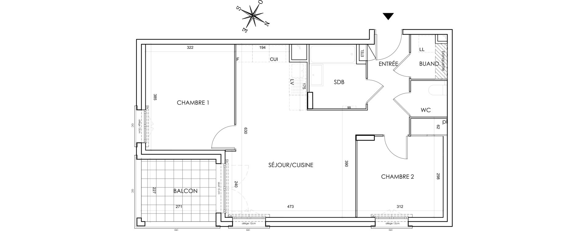 Appartement T3 de 60,22 m2 &agrave; Lyon Grand trou (8eme)