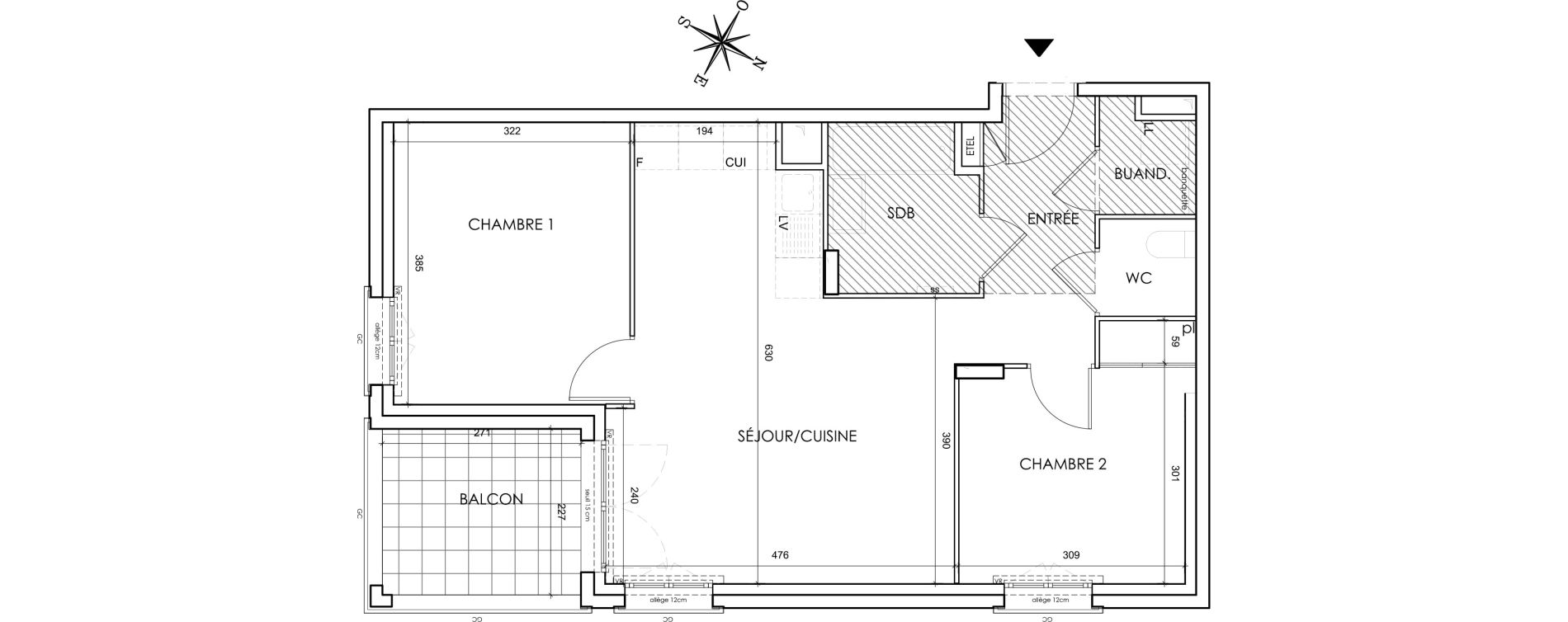 Appartement T3 de 60,00 m2 &agrave; Lyon Grand trou (8eme)