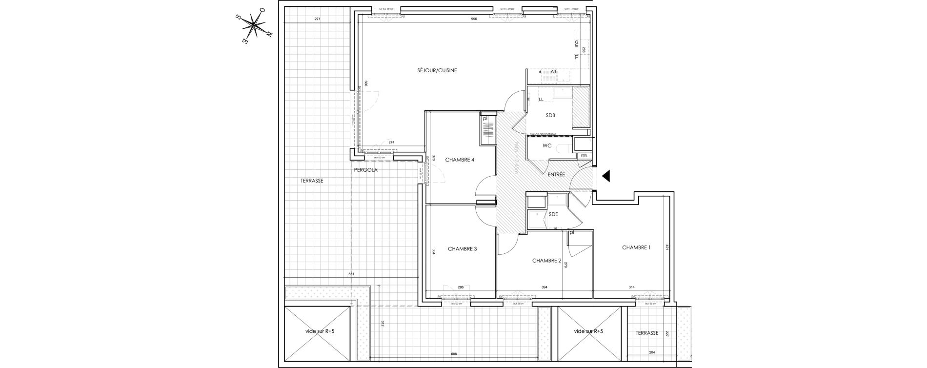 Appartement T5 de 104,43 m2 &agrave; Lyon Grand trou (8eme)