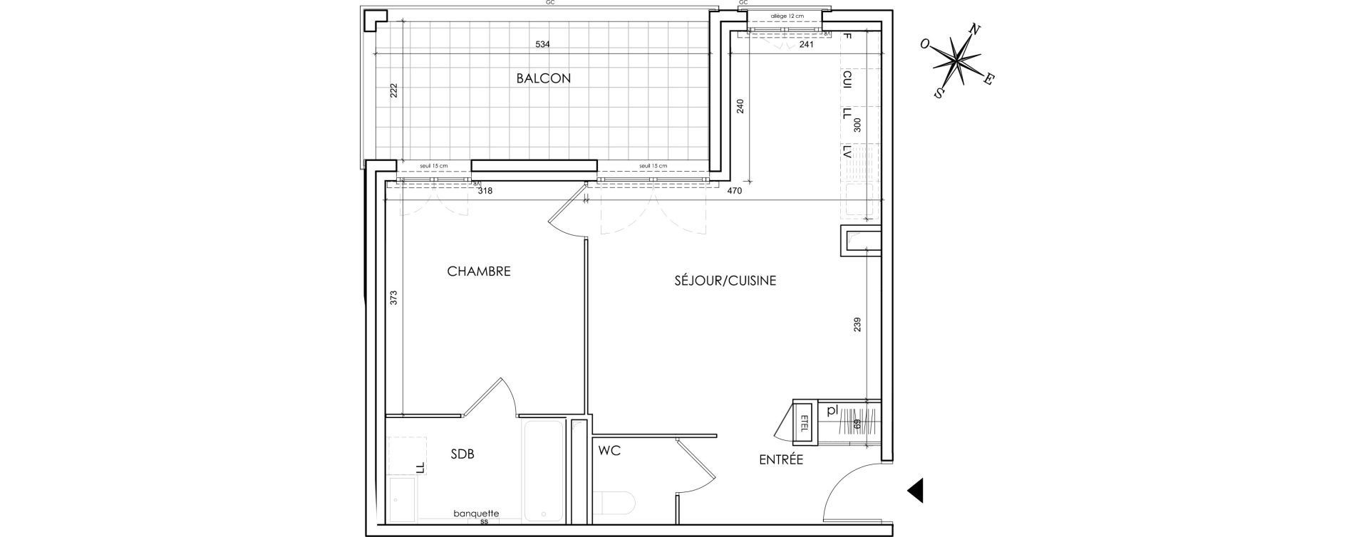 Appartement T2 de 47,49 m2 &agrave; Lyon Grand trou (8eme)