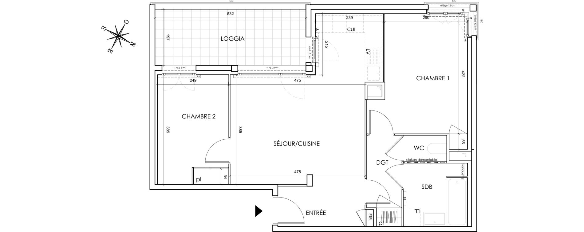Appartement T3 de 61,09 m2 &agrave; Lyon Grand trou (8eme)