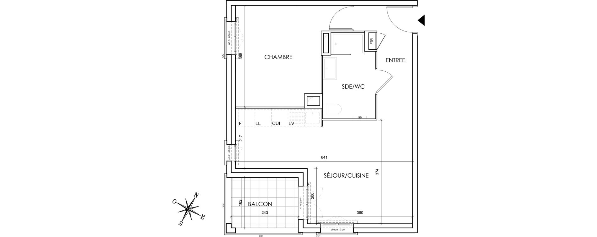 Appartement T2 de 43,86 m2 &agrave; Lyon Grand trou (8eme)