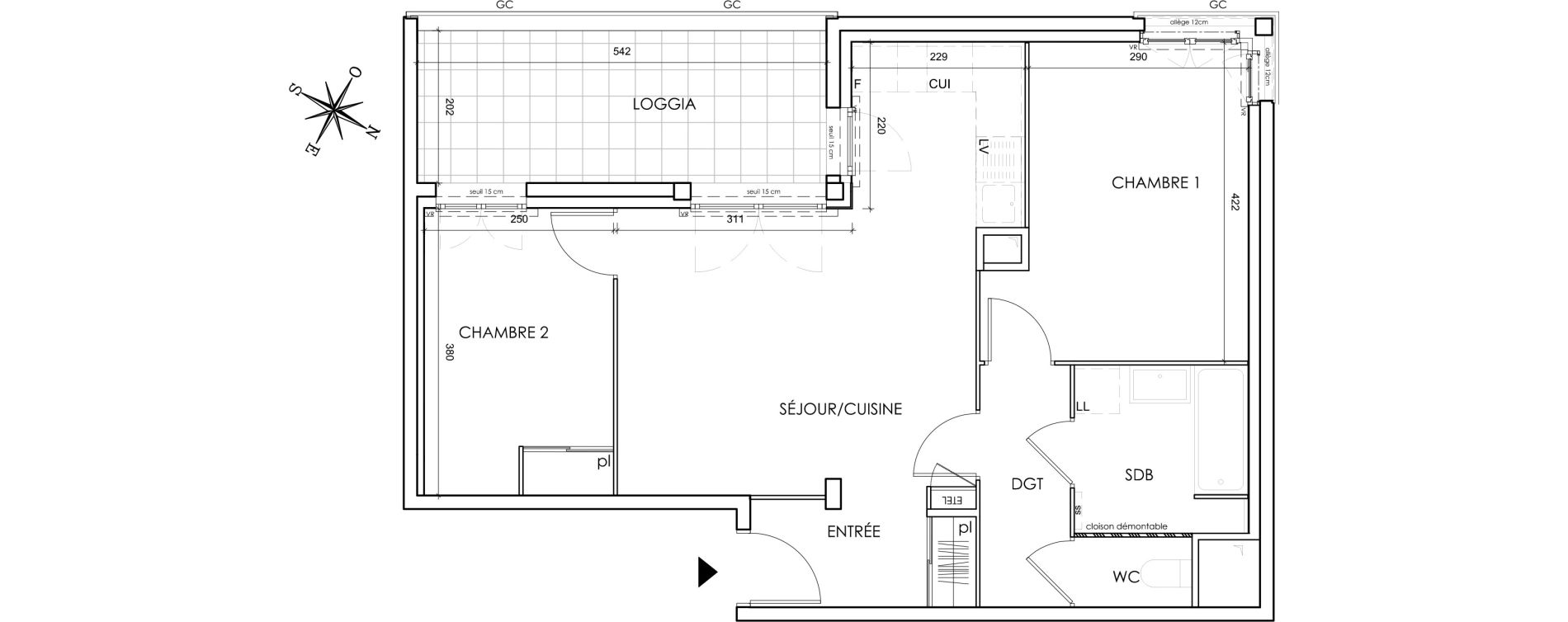 Appartement T3 de 60,17 m2 &agrave; Lyon Grand trou (8eme)