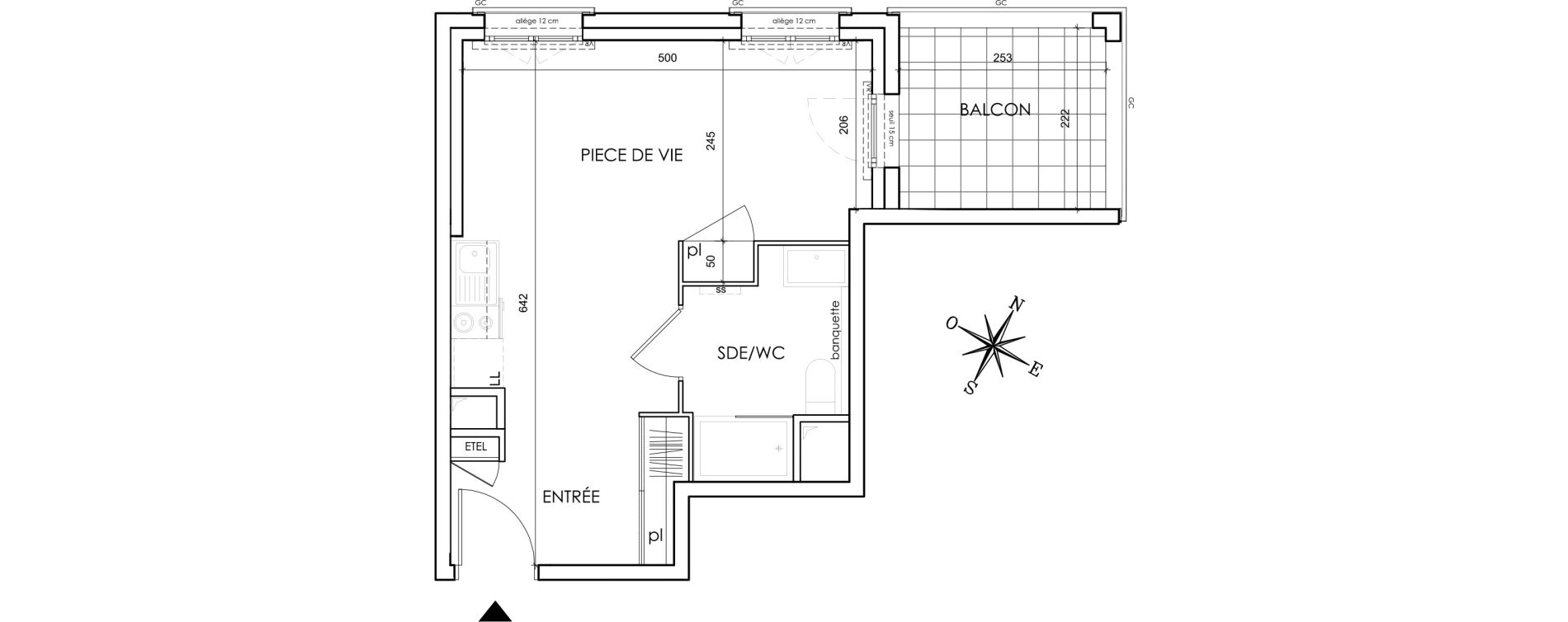 Appartement T1 de 27,90 m2 &agrave; Lyon Grand trou (8eme)