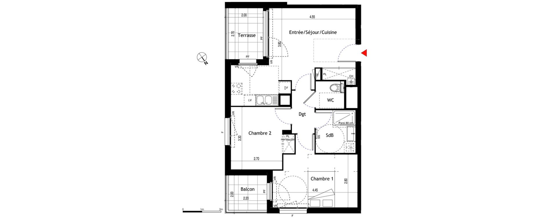 Appartement T3 de 55,93 m2 &agrave; Lyon &eacute;tats-unis (8eme)