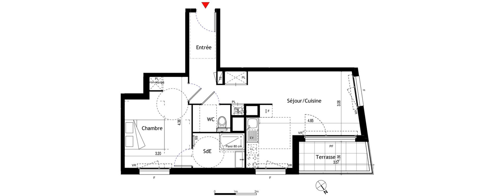 Appartement T2 de 45,97 m2 &agrave; Lyon &eacute;tats-unis (8eme)