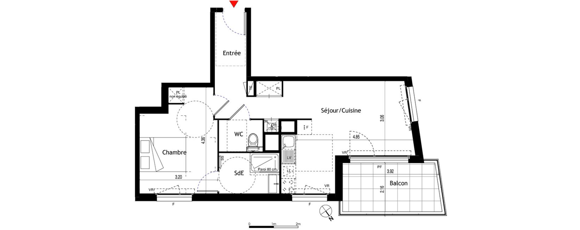 Appartement T2 de 45,97 m2 &agrave; Lyon &eacute;tats-unis (8eme)