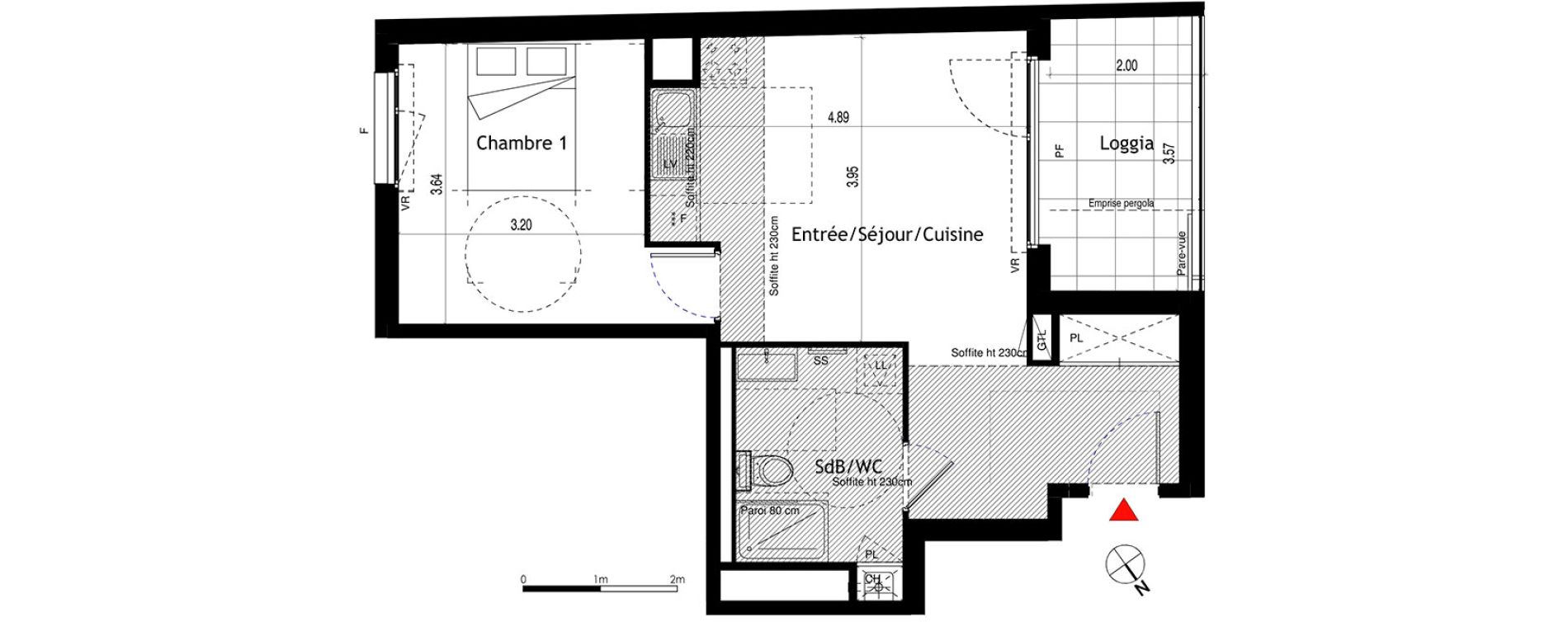 Appartement T2 de 44,69 m2 &agrave; Lyon &eacute;tats-unis (8eme)