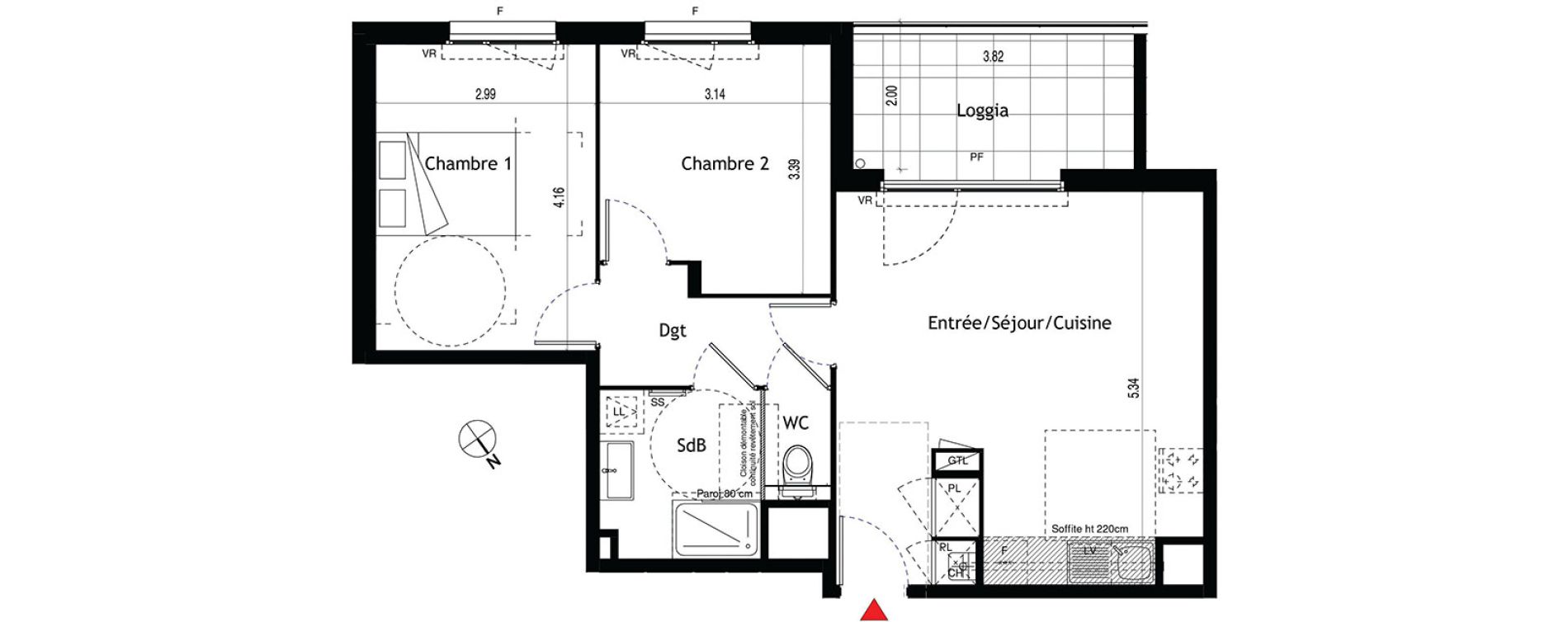 Appartement T3 de 58,89 m2 &agrave; Lyon &eacute;tats-unis (8eme)