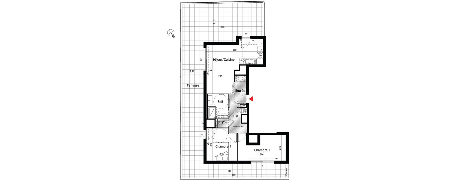 Appartement T3 de 61,04 m2 &agrave; Lyon &eacute;tats-unis (8eme)