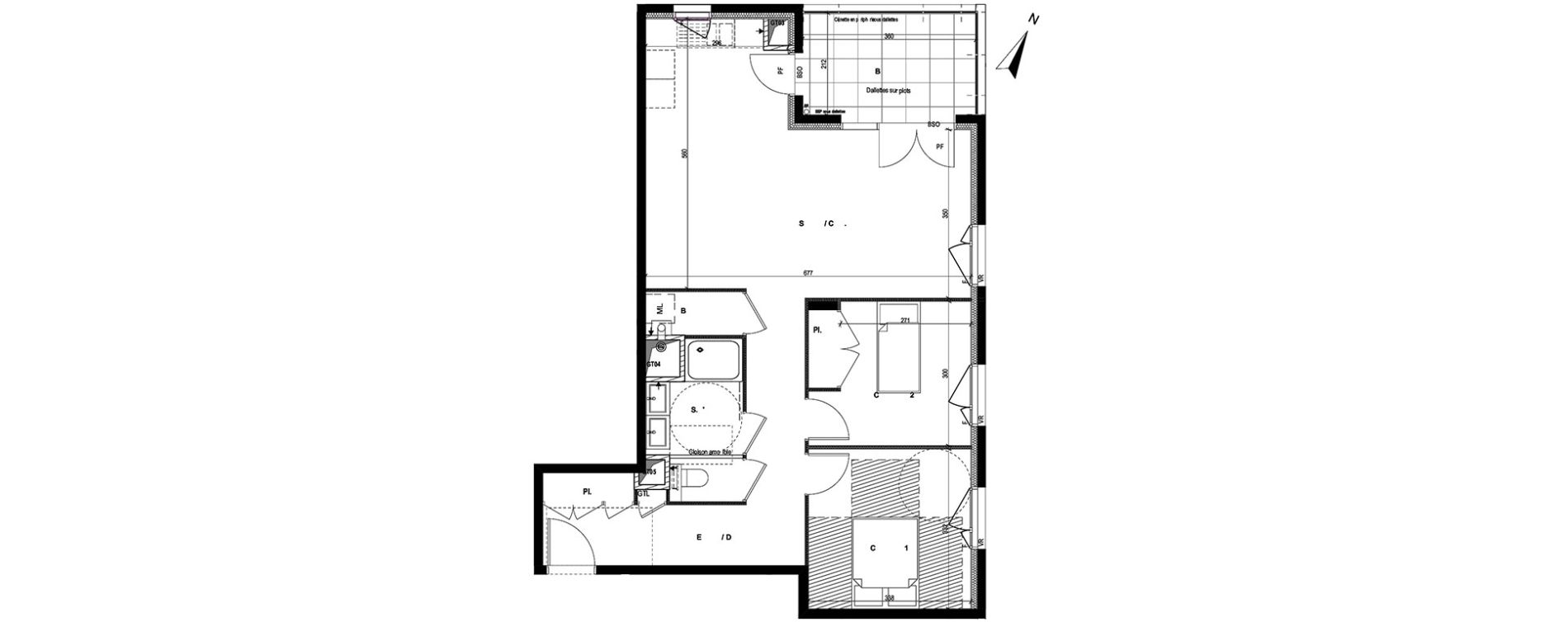Appartement T3 de 71,70 m2 &agrave; Lyon La croix-rousse (1er/4eme)