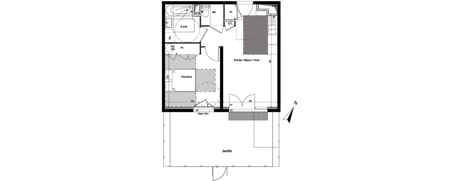 Appartement T2 de 41,37 m2 &agrave; Lyon La croix-rousse (1er/4eme)