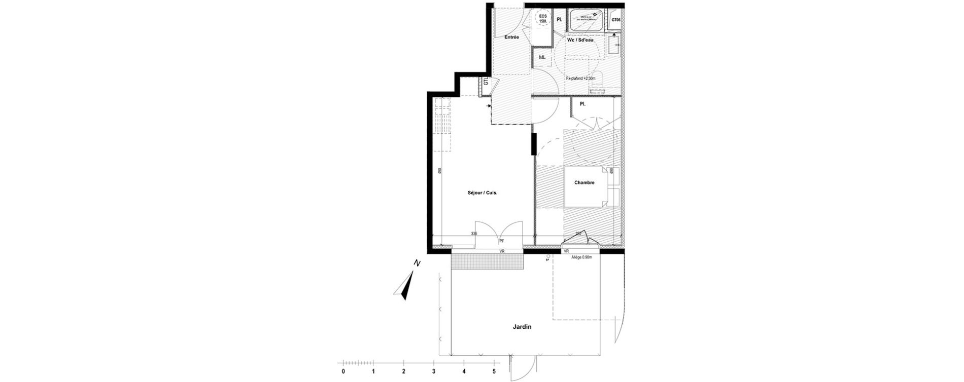 Appartement T2 de 42,30 m2 &agrave; Lyon La croix-rousse (1er/4eme)