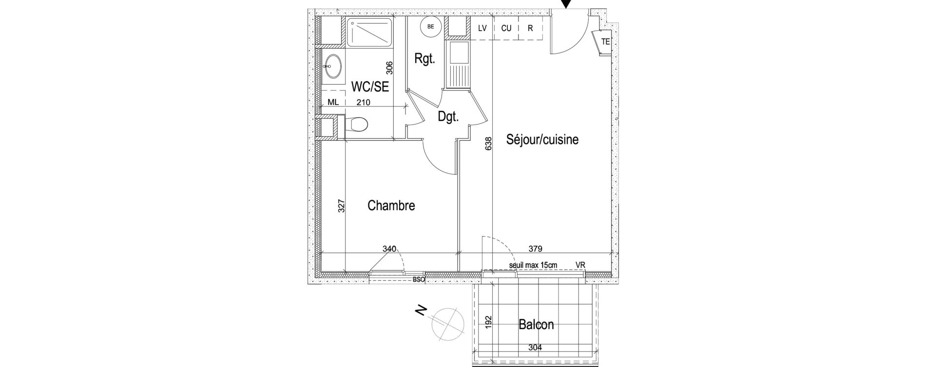 Appartement T2 de 43,96 m2 &agrave; Lyon Grand trou (8eme)